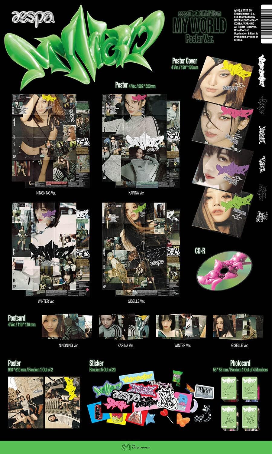 aespa - MY WORLD The 3rd Mini Album Poster Version (Random) - K-pop