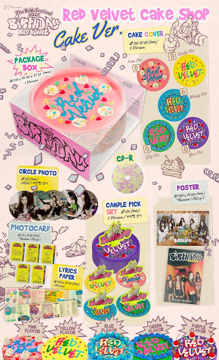 Red Velvet - The Reve Festival 2022 Mini Album Birthday Cake Version (Random) - K-pop