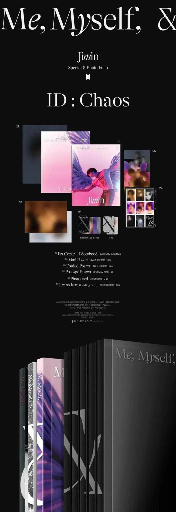 BTS JIMIN - SPECIAL 8 PHOTO-FOLIO ME, MYSELF, AND JIMIN ID: CHAOS - K-pop